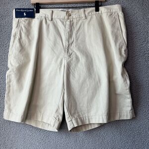 NWT Polo Ralph Lauren Shorts 40 x 9 Classic Chino Zip Up Flat Beige Khaki Beach